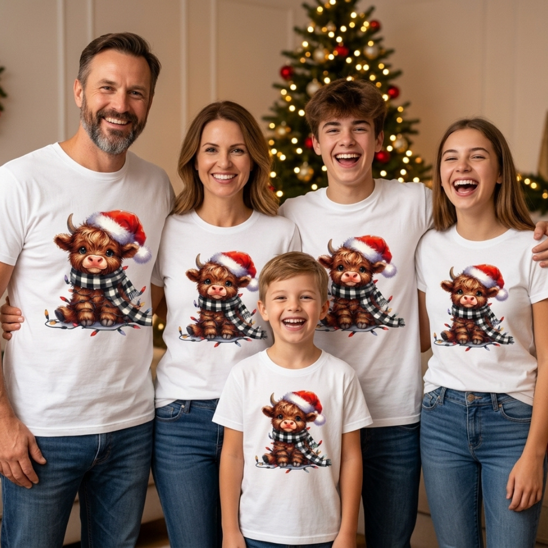 Personalized Christmas Cow Shirt – Kids & Family Holiday T-Shirt