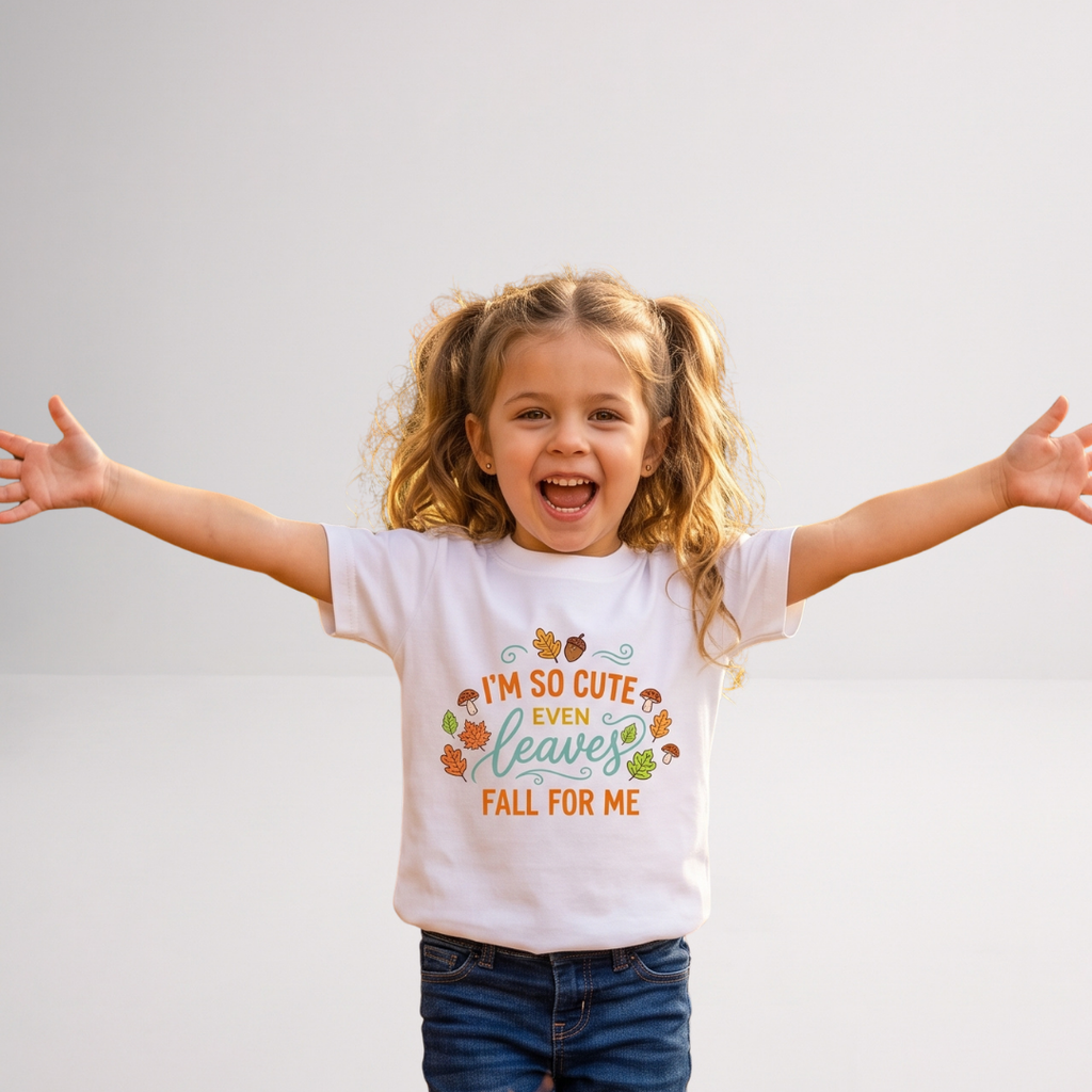 Custom Fall Shirt – “I’m So Cute Even Leaves Fall for Me” Autumn Tee