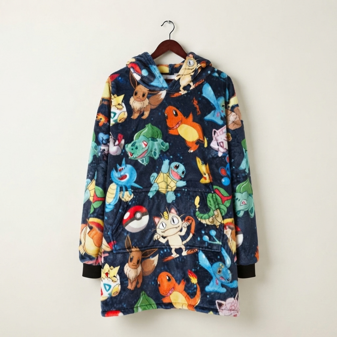 Custom Pokémon Wearable Blanket Hoodie – Personalized Family Snuggie