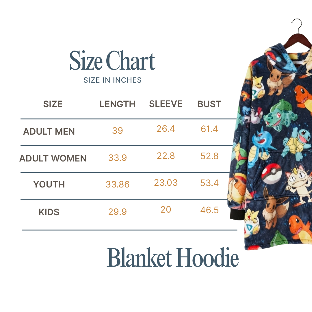 Custom Pokémon Wearable Blanket Hoodie – Personalized Family Snuggie