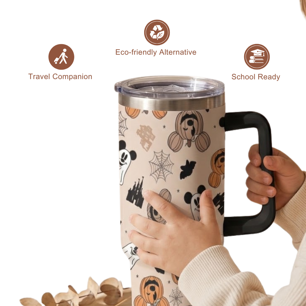 Custom Halloween Ghost 40oz Tumbler for Kids with Handle and Straw