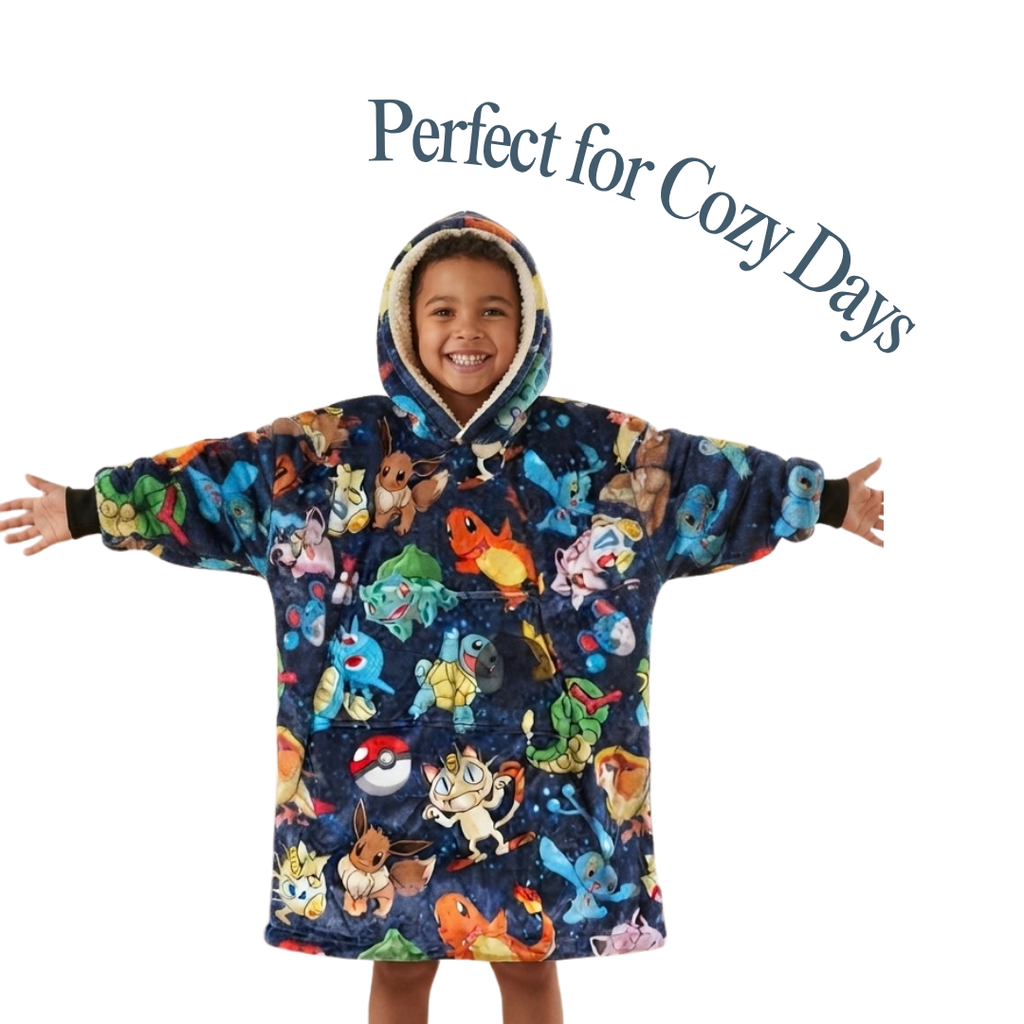 Custom Pokémon Wearable Blanket Hoodie – Personalized Family Snuggie