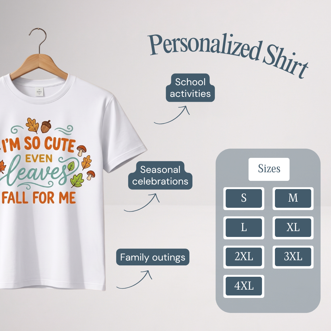 Custom Fall Shirt – “I’m So Cute Even Leaves Fall for Me” Autumn Tee