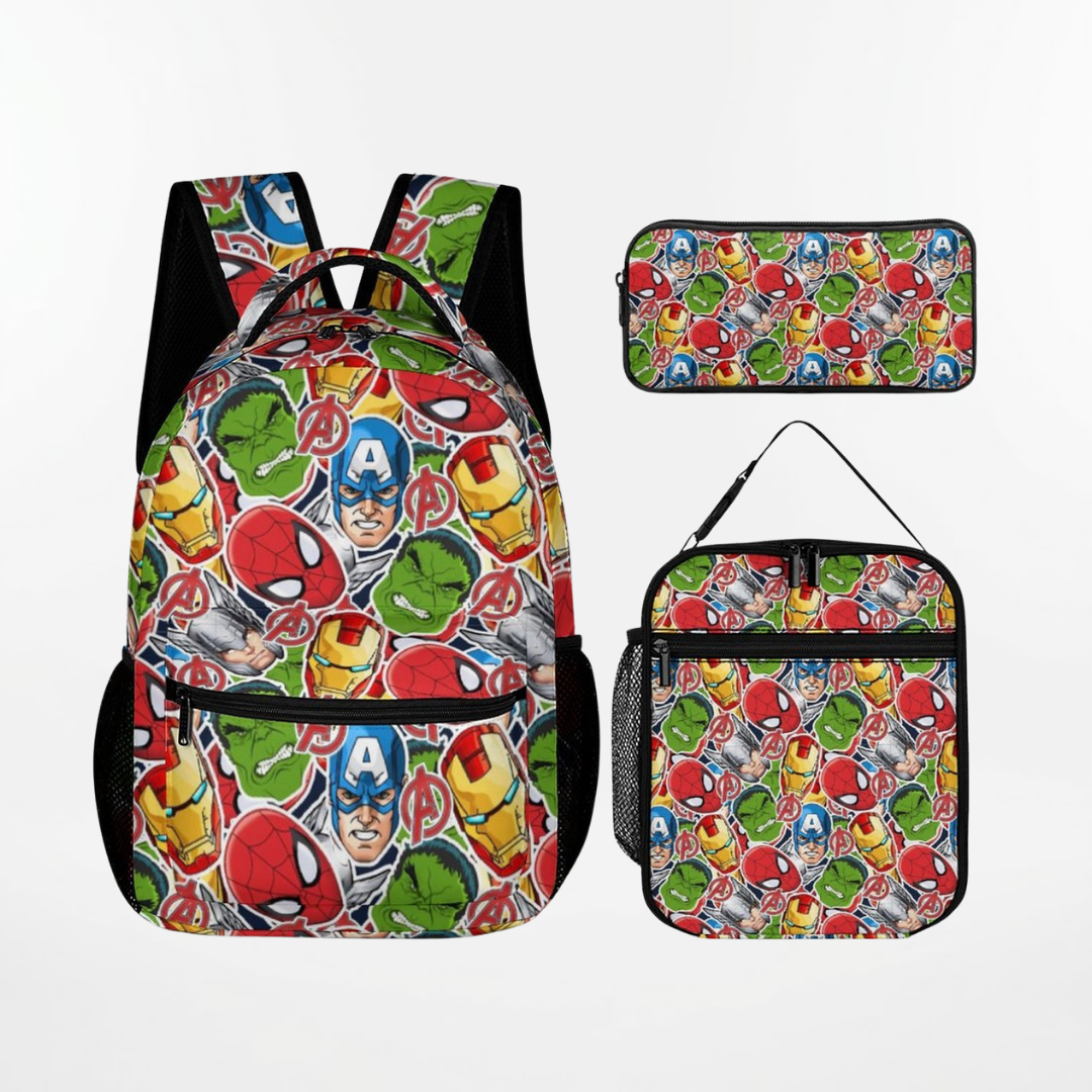 Personalized Marvel Avengers 3-Piece School Backpack Set for Kids