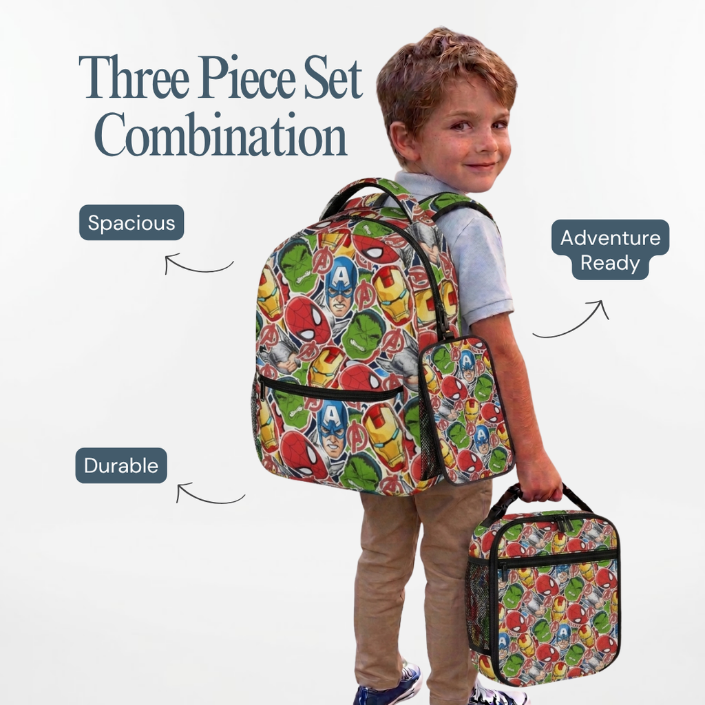 Personalized Marvel Avengers 3-Piece School Backpack Set for Kids