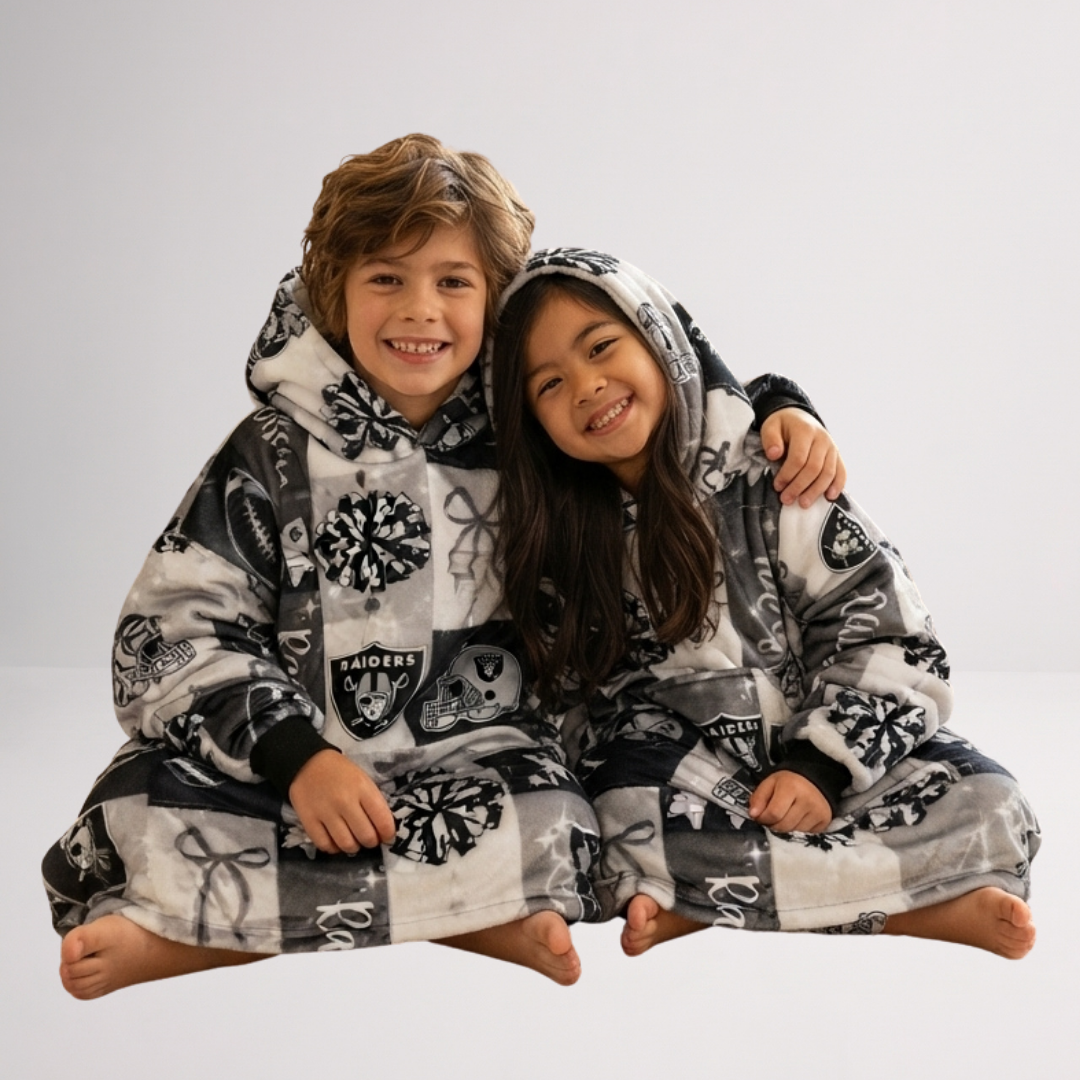 Custom Sports Blanket Hoodie – Personalized Family Wearable Snuggie