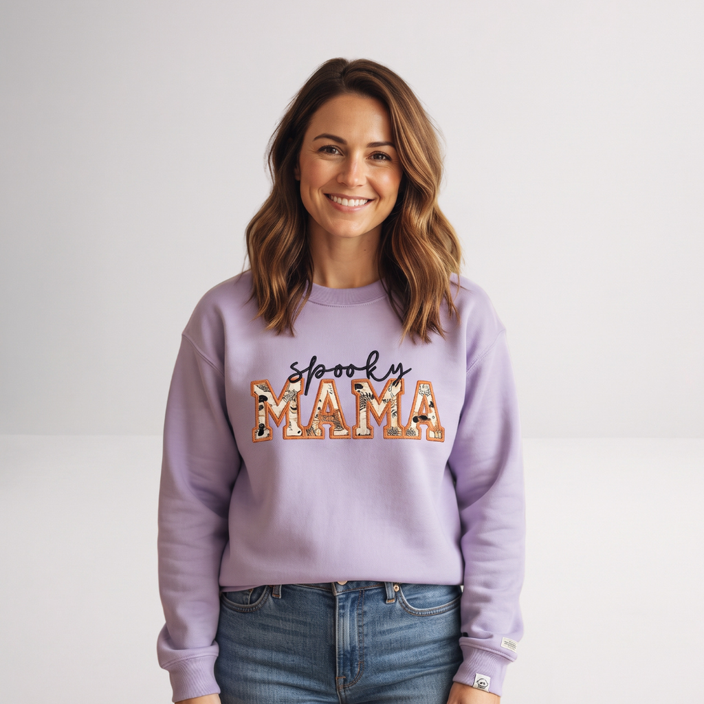 Personalized Halloween Mama Crewneck Sweatshirt – Mama Halloween Sweatshirt