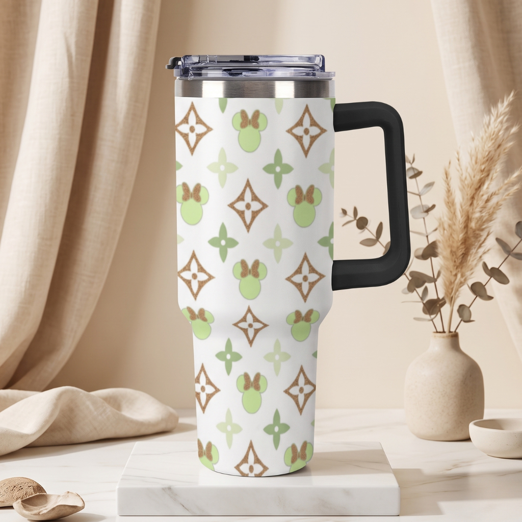Custom Minnie Mouse 40oz Tumbler for Kids with Handle and Straw