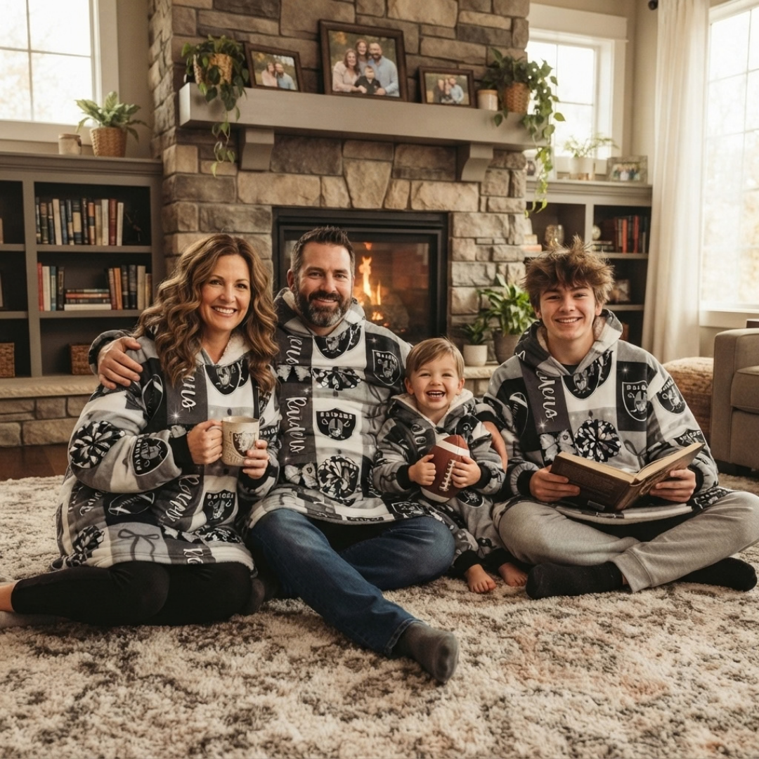Custom Sports Blanket Hoodie – Personalized Family Wearable Snuggie