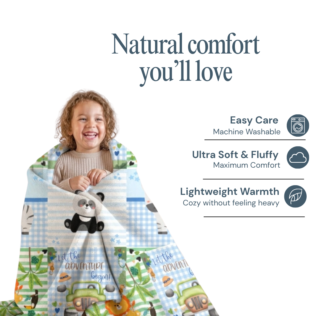 Personalized Kids Animal Zoo Blanket – Ultra-Soft Fleece 60x80