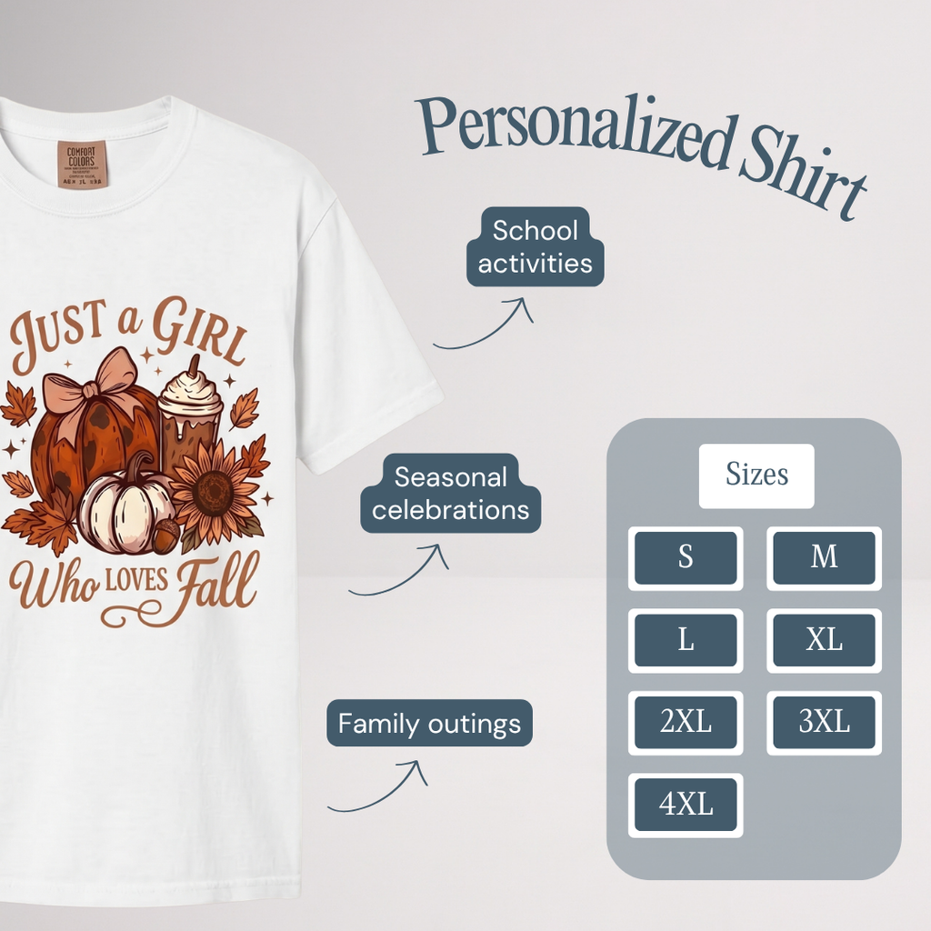 Girls Fall Halloween Shirt – Just a Girl Who Loves Fall Autumn Tee