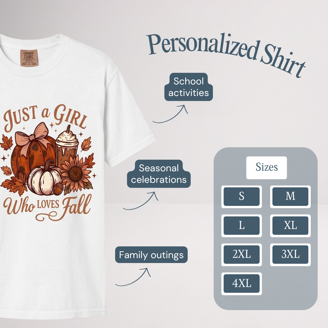 Girls Fall Halloween Shirt – Just a Girl Who Loves Fall Autumn Tee