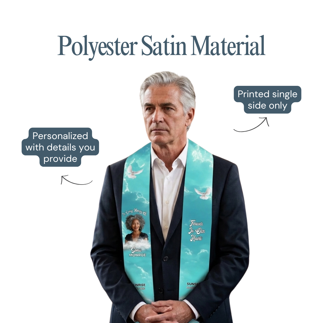 Personalized Memorial Stole with Photo – Custom Funeral Tribute Stole