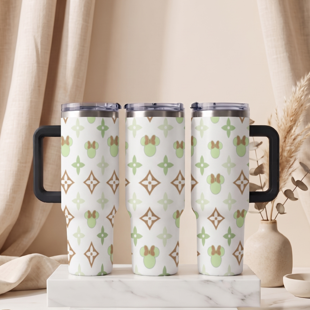 Custom Minnie Mouse 40oz Tumbler for Kids with Handle and Straw