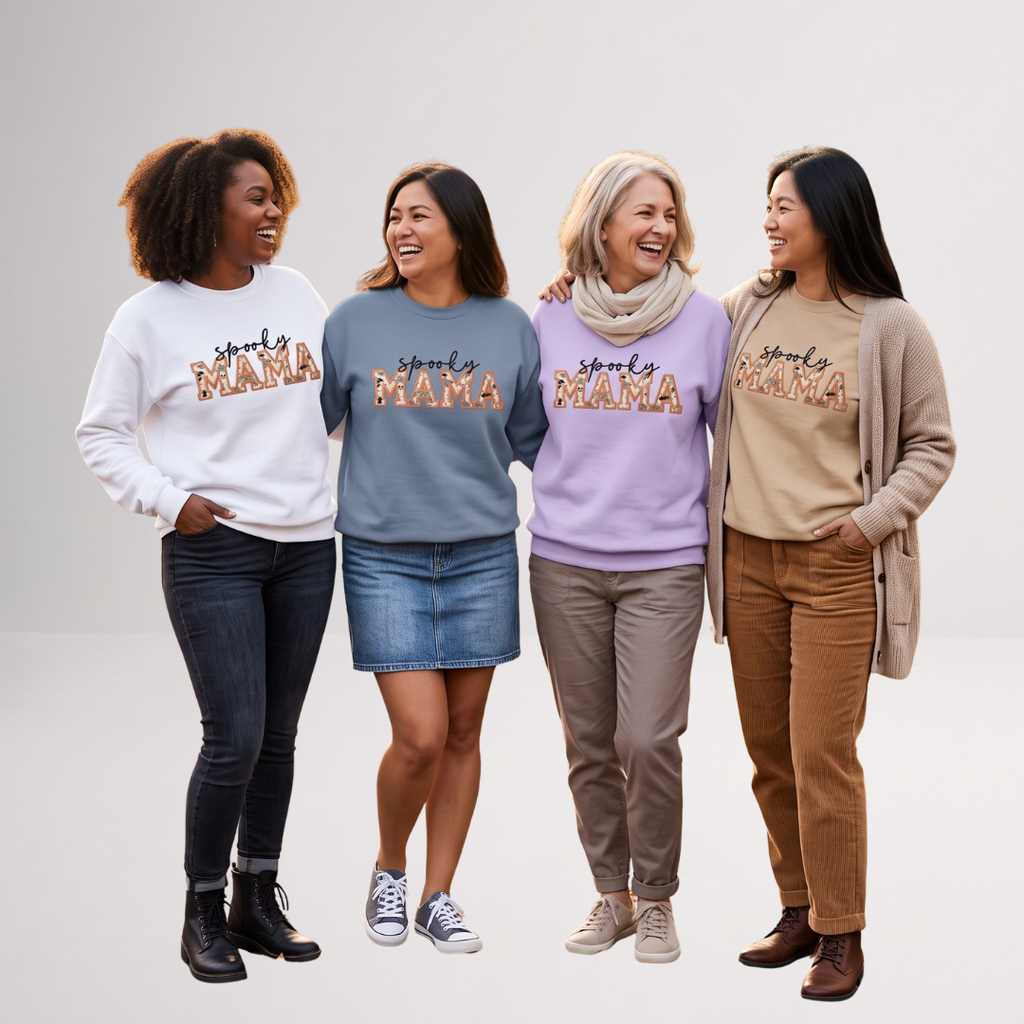 Personalized Halloween Mama Crewneck Sweatshirt – Mama Halloween Sweatshirt
