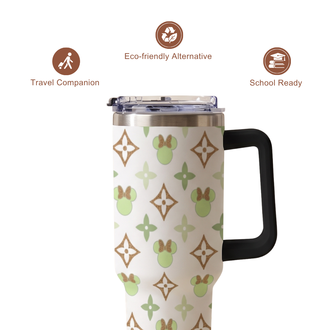 Custom Minnie Mouse 40oz Tumbler for Kids with Handle and Straw