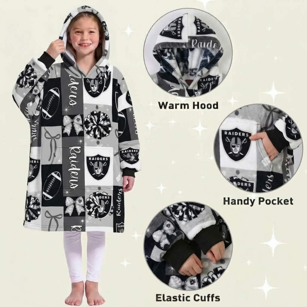 Custom Sports Blanket Hoodie – Personalized Family Wearable Snuggie