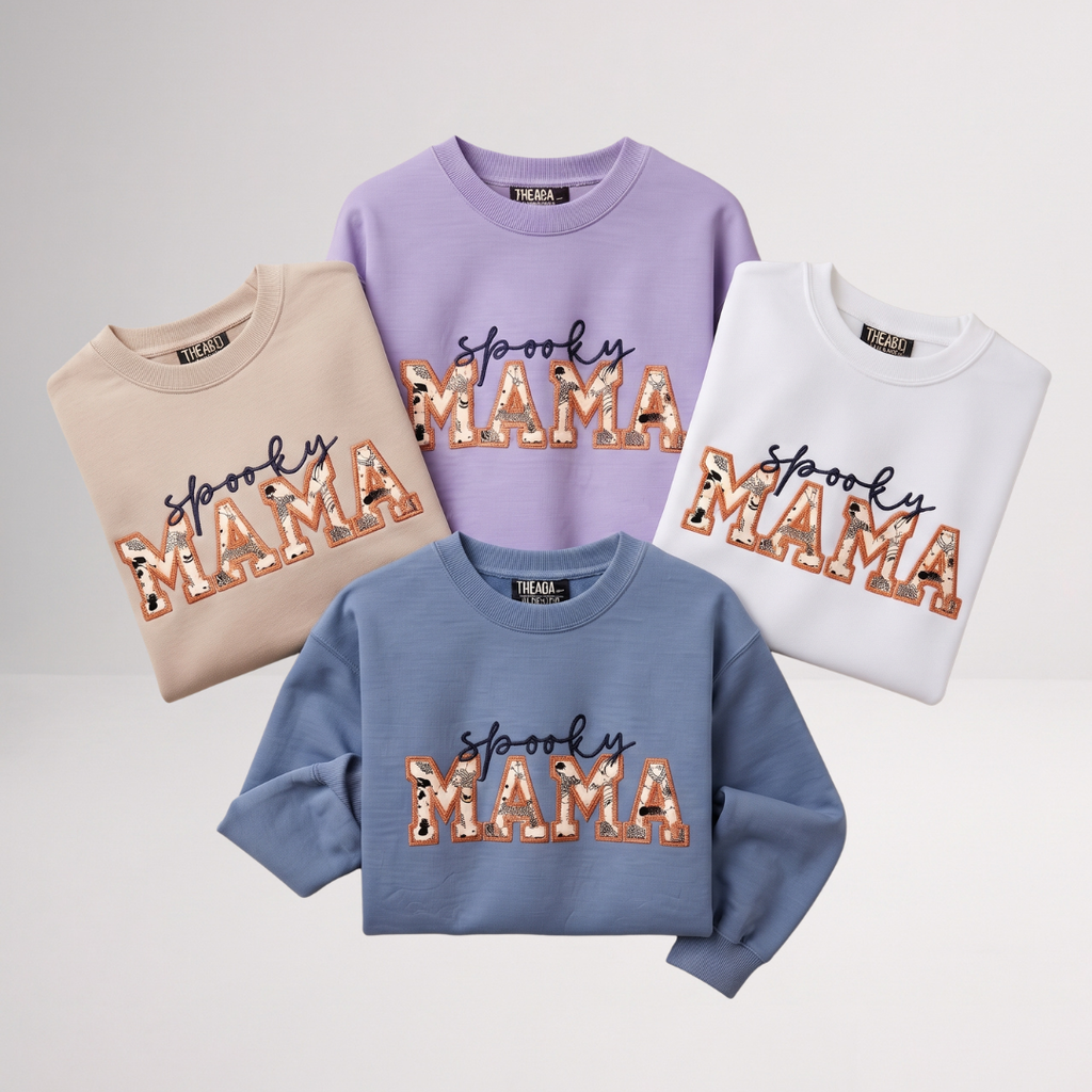 Personalized Halloween Mama Crewneck Sweatshirt – Mama Halloween Sweatshirt