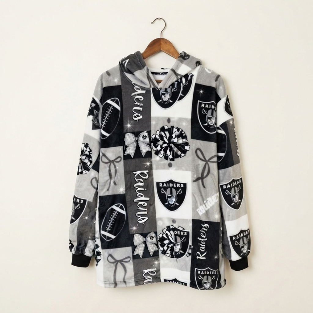 Custom Sports Blanket Hoodie – Personalized Family Wearable Snuggie