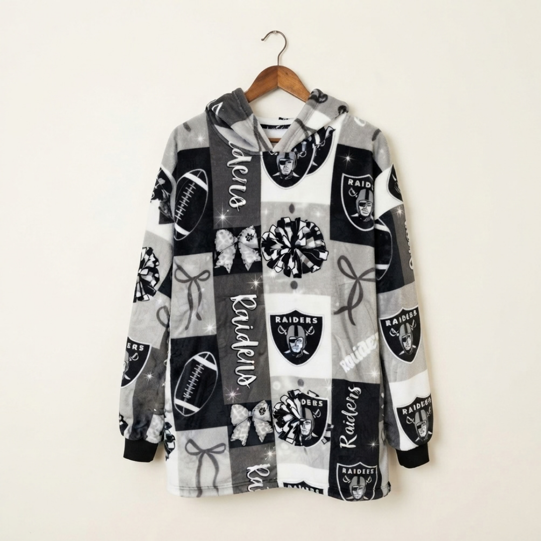 Custom Sports Blanket Hoodie – Personalized Family Wearable Snuggie
