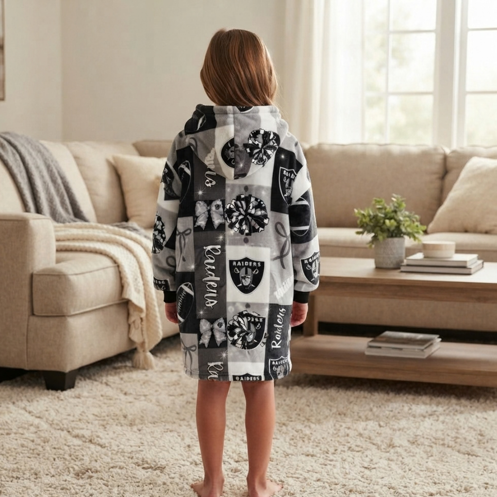 Custom Sports Blanket Hoodie – Personalized Family Wearable Snuggie