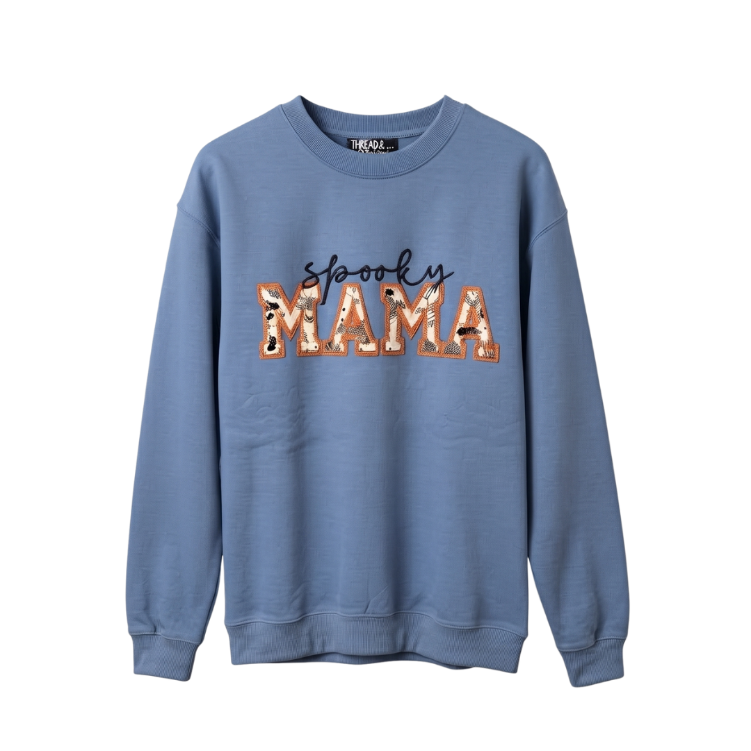 Personalized Halloween Mama Crewneck Sweatshirt – Mama Halloween Sweatshirt