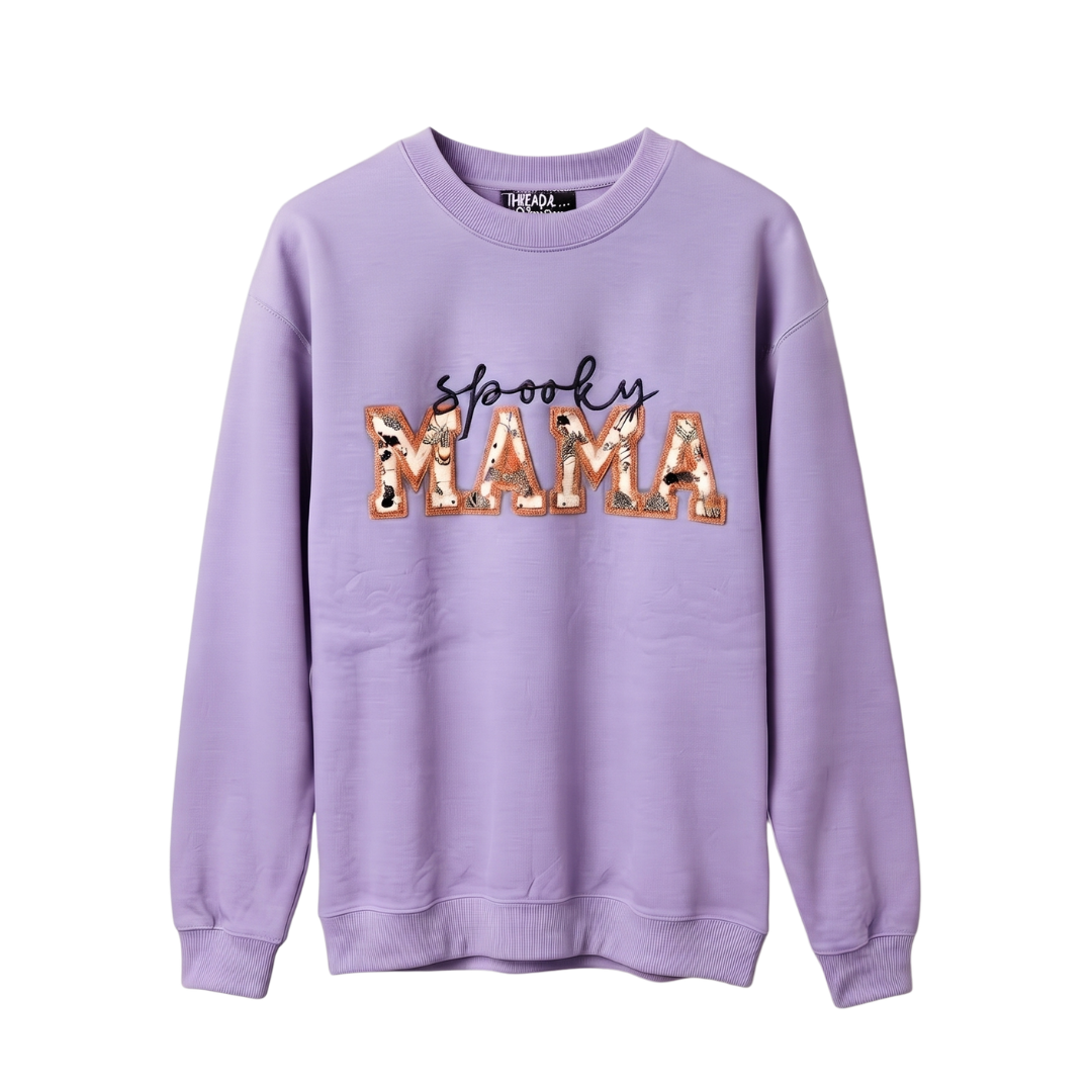 Personalized Halloween Mama Crewneck Sweatshirt – Mama Halloween Sweatshirt