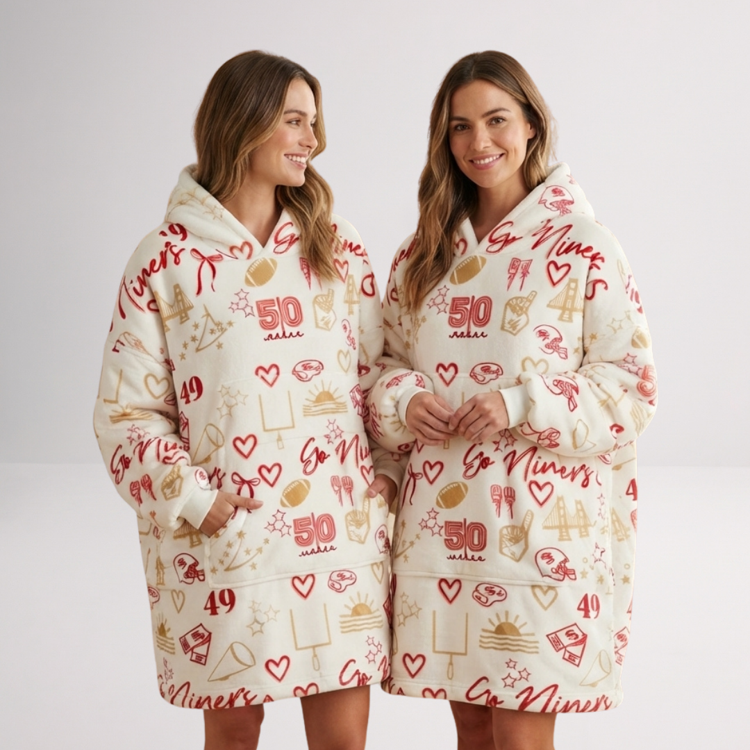 Custom Homecoming Niners Blanket Hoodie – Personalized Family Snuggie