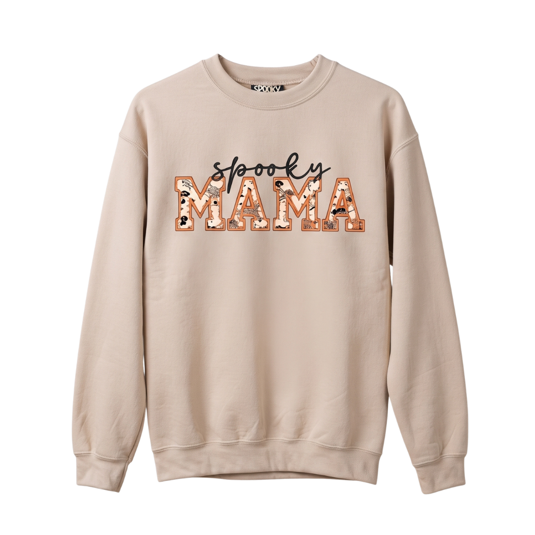 Personalized Halloween Mama Crewneck Sweatshirt – Mama Halloween Sweatshirt