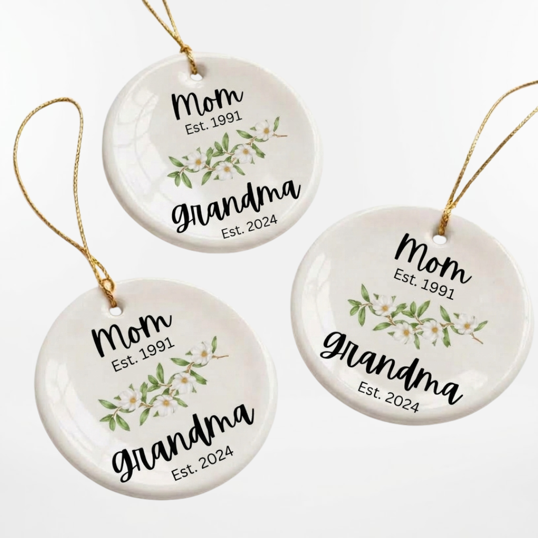 Personalized Grandma & Mother Christmas Ornament – Custom Ceramic Keepsake