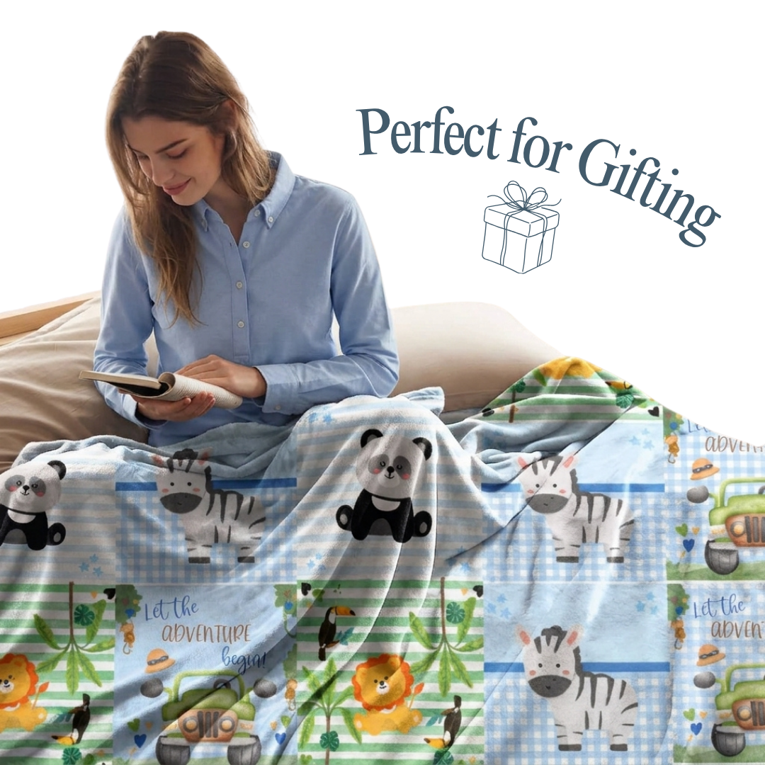 Personalized Kids Animal Zoo Blanket – Ultra-Soft Fleece 60x80