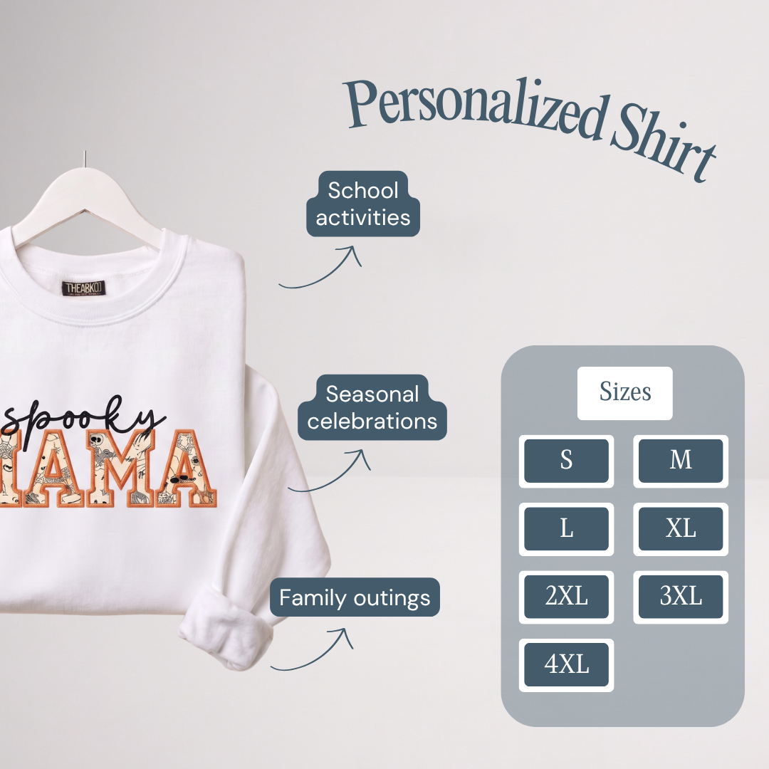 Personalized Halloween Mama Crewneck Sweatshirt – Mama Halloween Sweatshirt