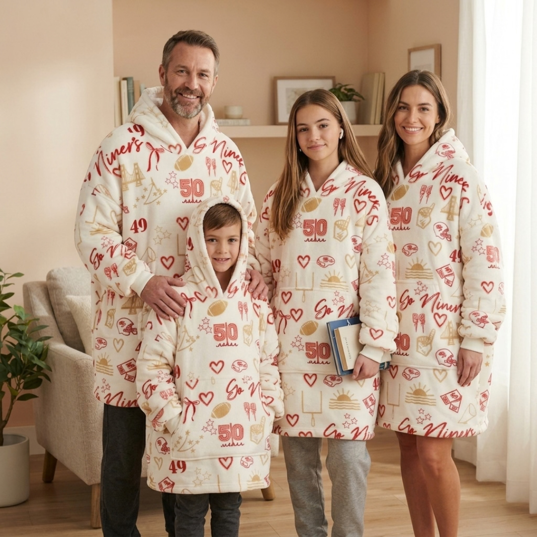 Custom Homecoming Niners Blanket Hoodie – Personalized Family Snuggie