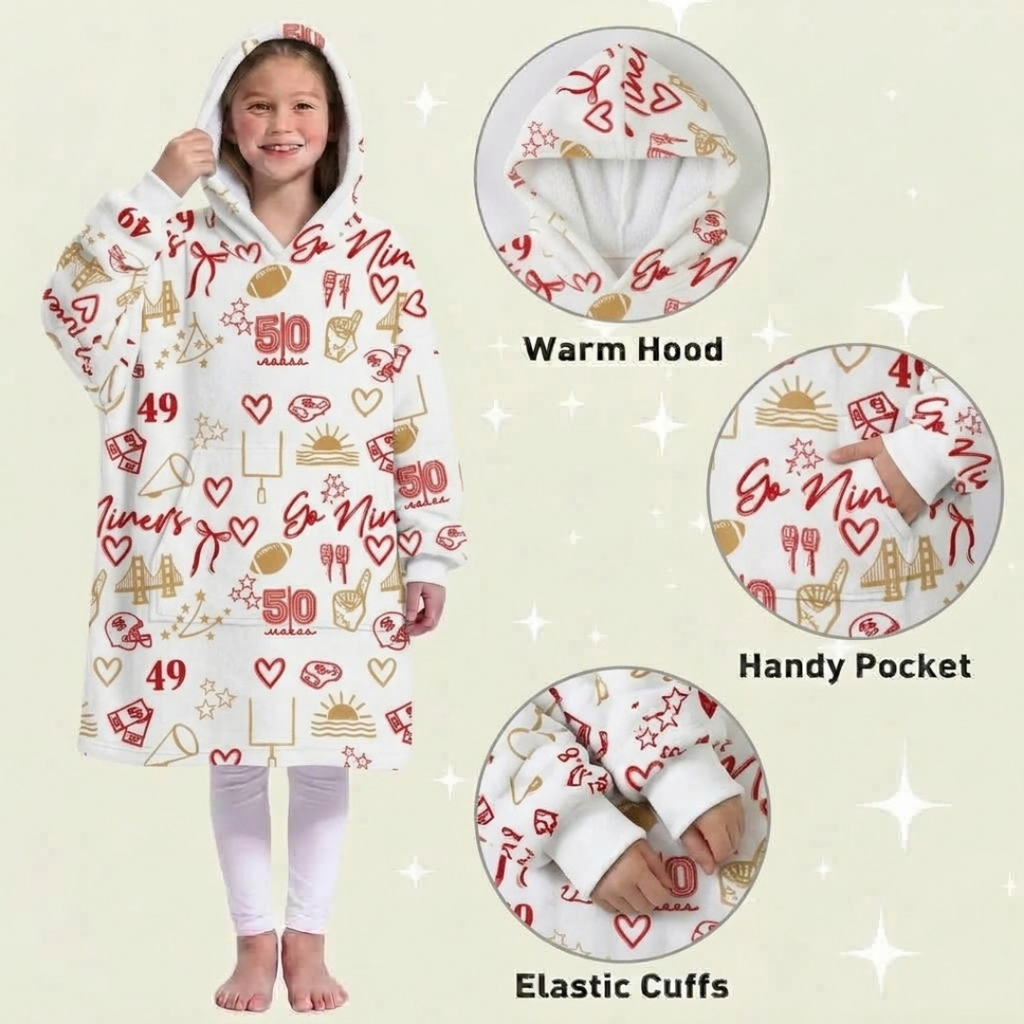 Custom Homecoming Niners Blanket Hoodie – Personalized Family Snuggie