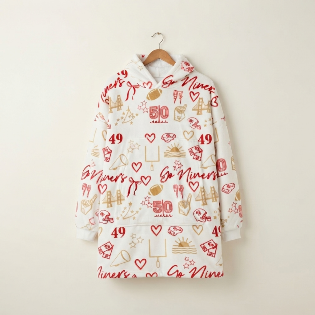 Custom Homecoming Niners Blanket Hoodie – Personalized Family Snuggie