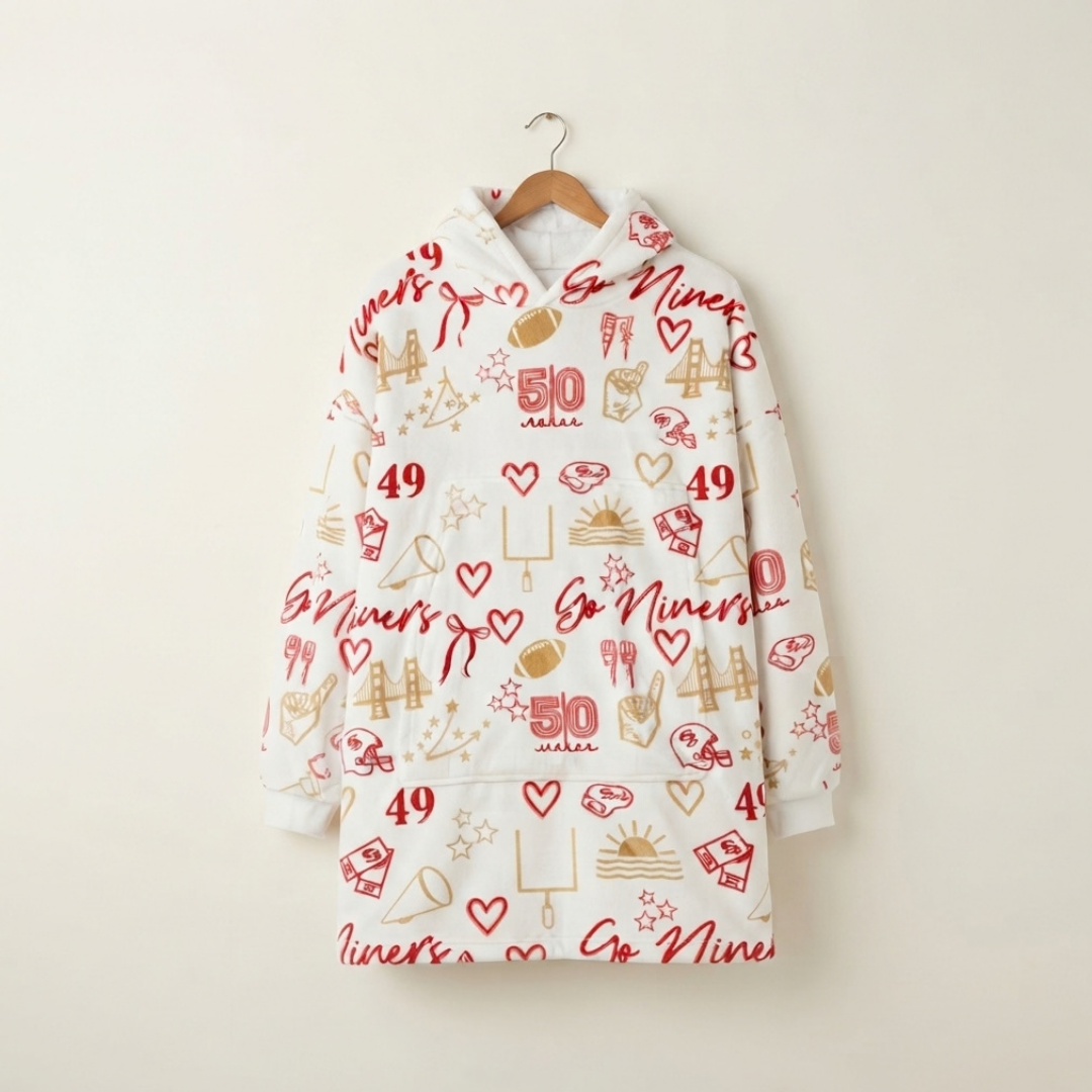 Custom Homecoming Niners Blanket Hoodie – Personalized Family Snuggie