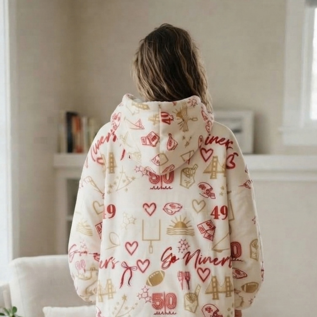 Custom Homecoming Niners Blanket Hoodie – Personalized Family Snuggie
