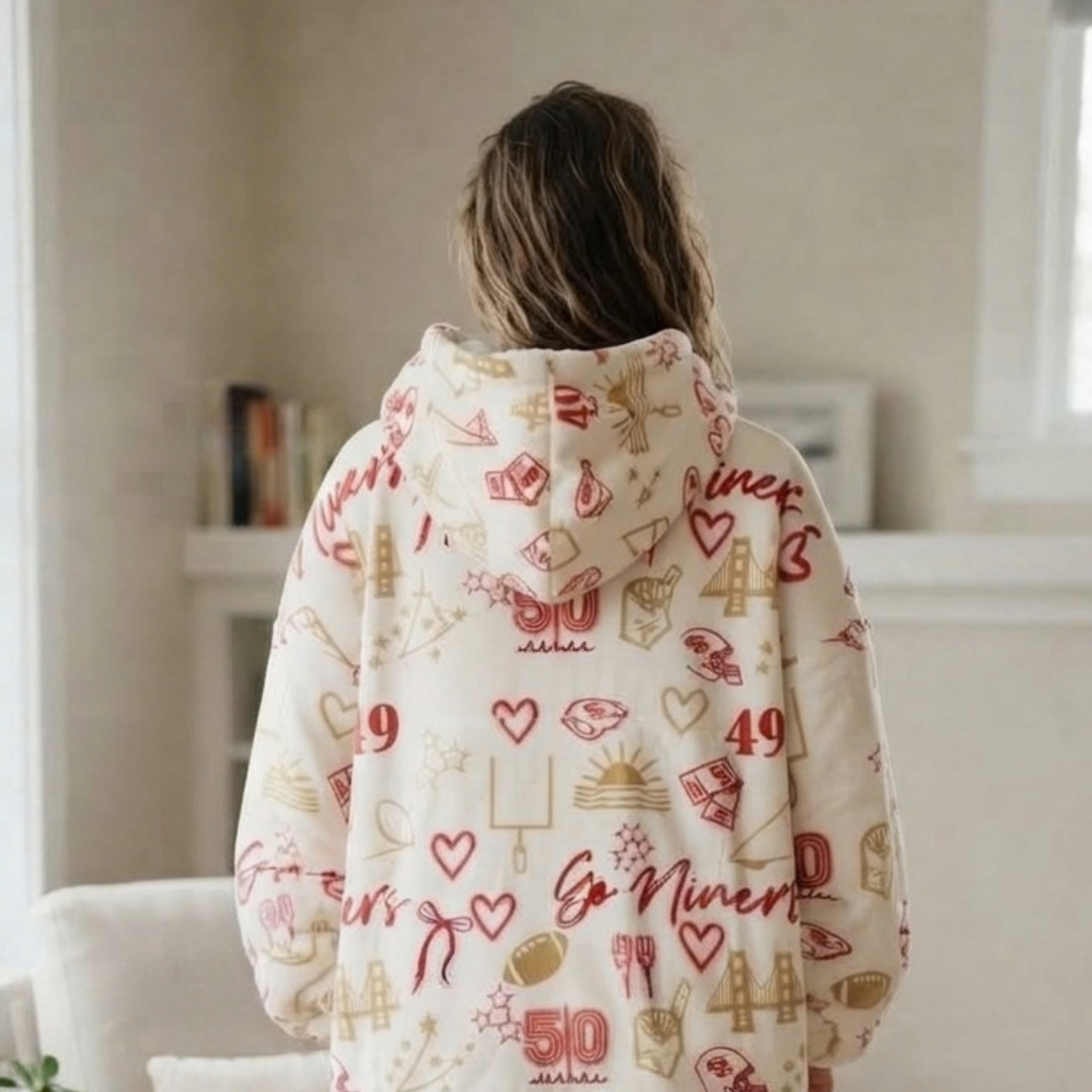 Custom Homecoming Niners Blanket Hoodie – Personalized Family Snuggie
