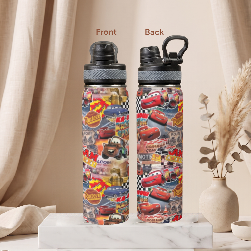Custom Lightning McQueen 18oz Kids Water Bottle – Insulated School Tumbler