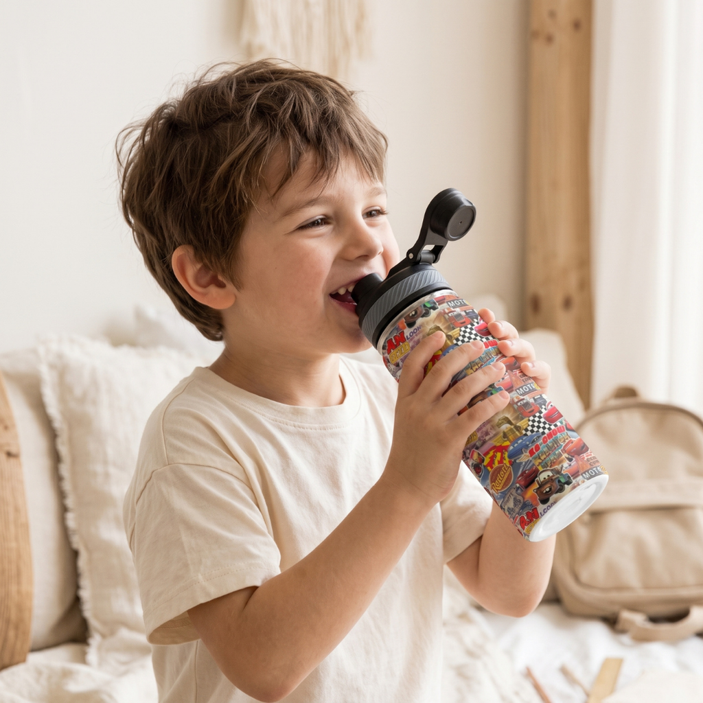 Custom Lightning McQueen 18oz Kids Water Bottle – Insulated School Tumbler