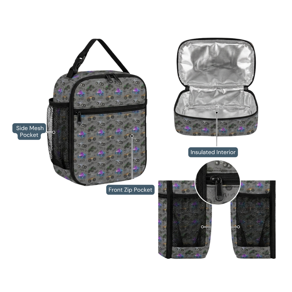 Personalized Monster Truck Backpack Set – 3-Piece Kids School Bag Set
