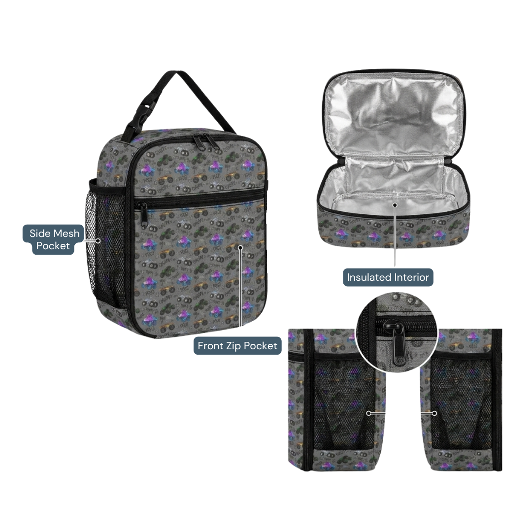 Personalized Monster Truck Backpack Set – 3-Piece Kids School Bag Set