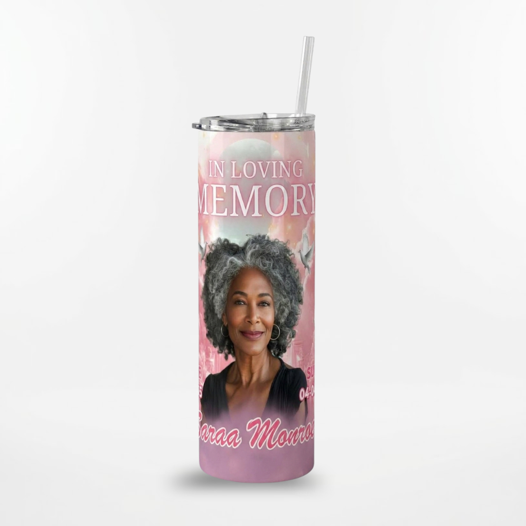 Personalized Memorial Tumbler with Photo – 20 oz Stainless Steel Remembrance Cup