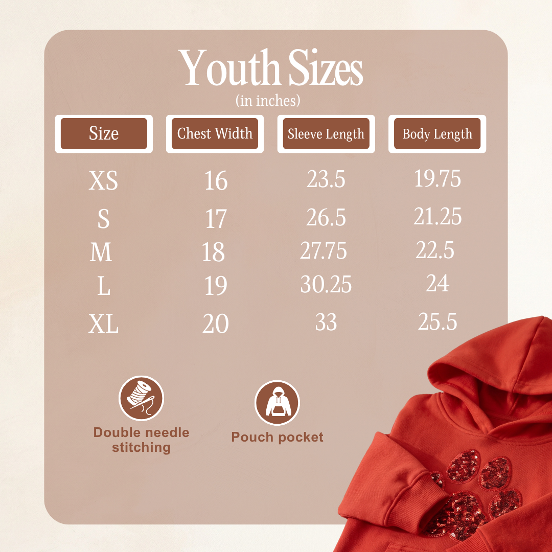 Kids Sequin Paw Print Hoodie | Youth Pullover Hoodie