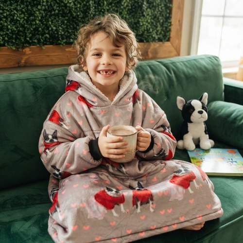 Custom Dog Lover Blanket Hoodie – Personalized Family Wearable Snuggie