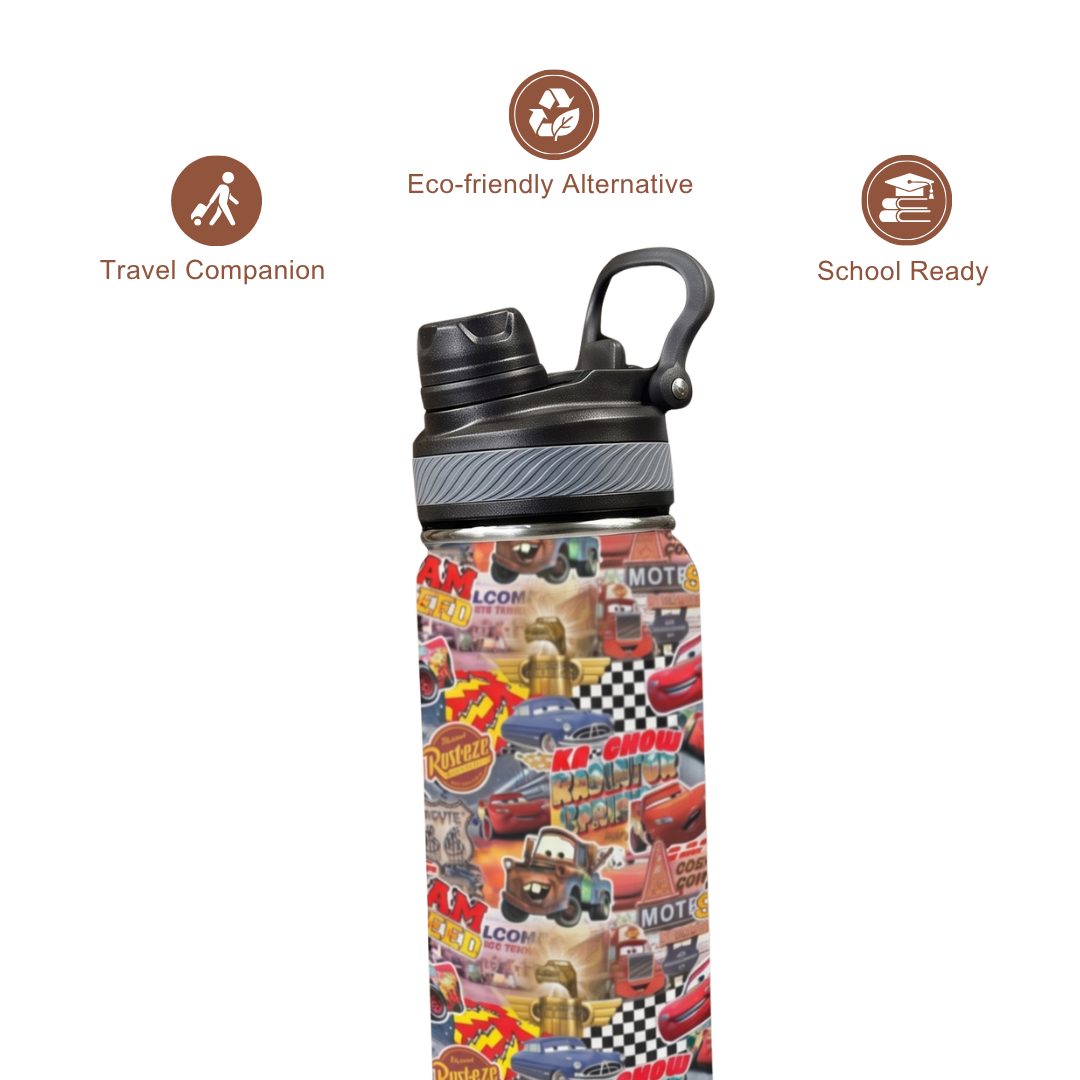 Custom Lightning McQueen 18oz Kids Water Bottle – Insulated School Tumbler