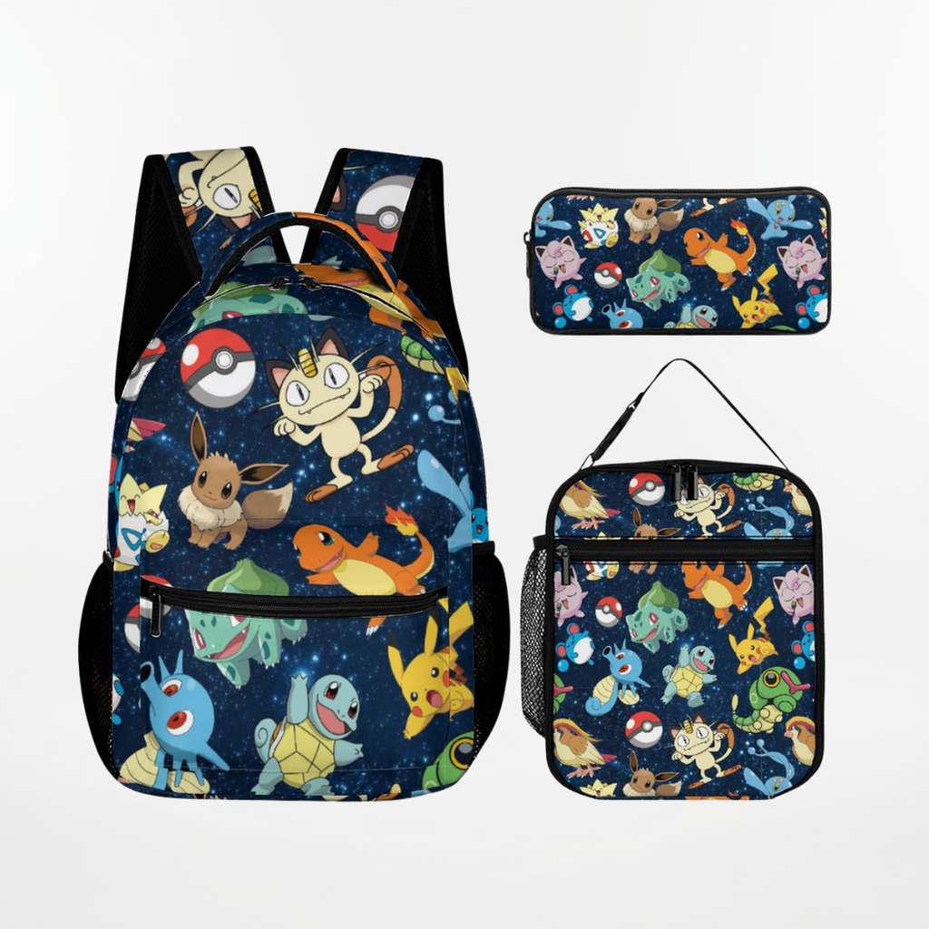 Personalized Pokémon Galaxy Backpack Set for Kids – 3-Piece School Bag Set