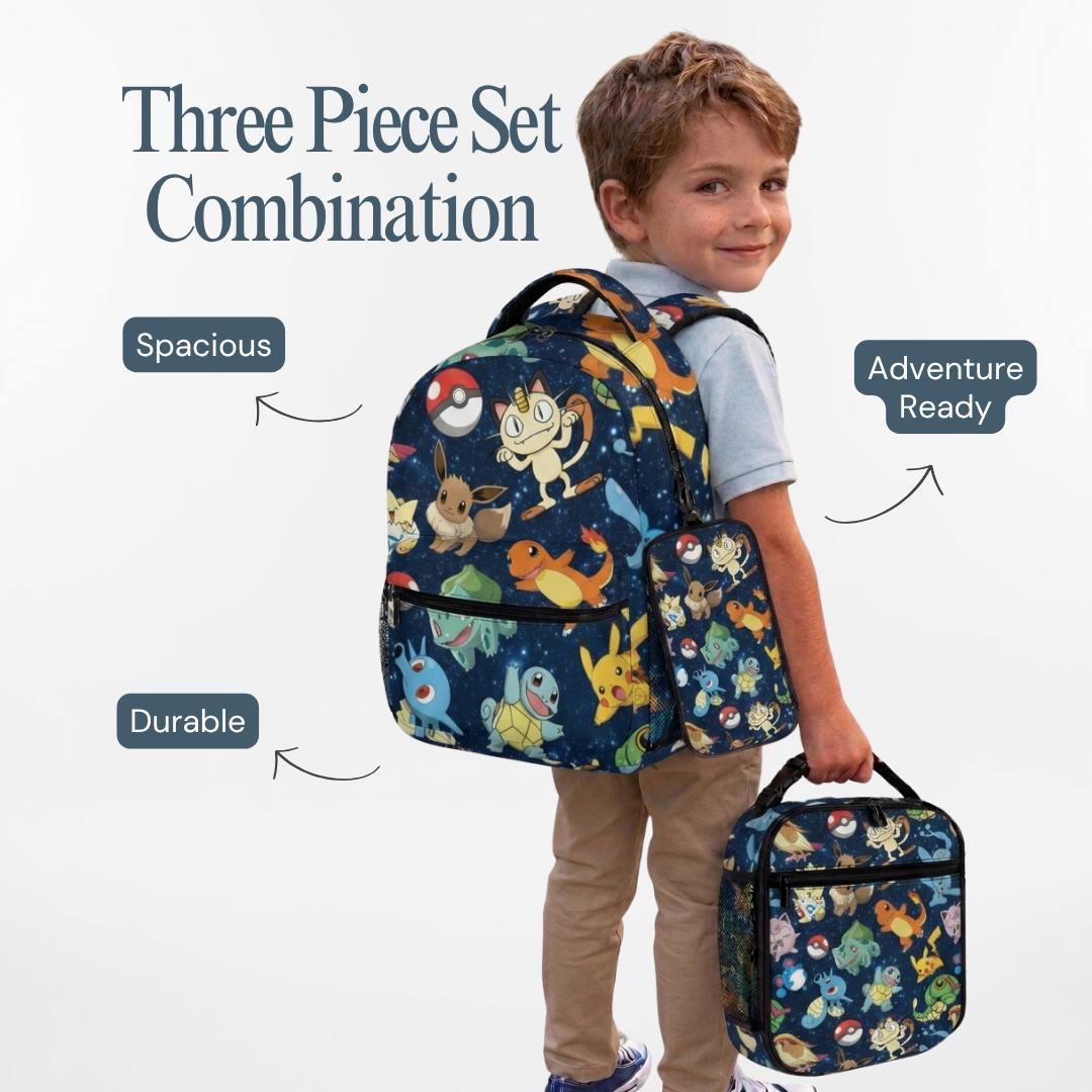 Personalized Pokémon Galaxy Backpack Set for Kids – 3-Piece School Bag Set