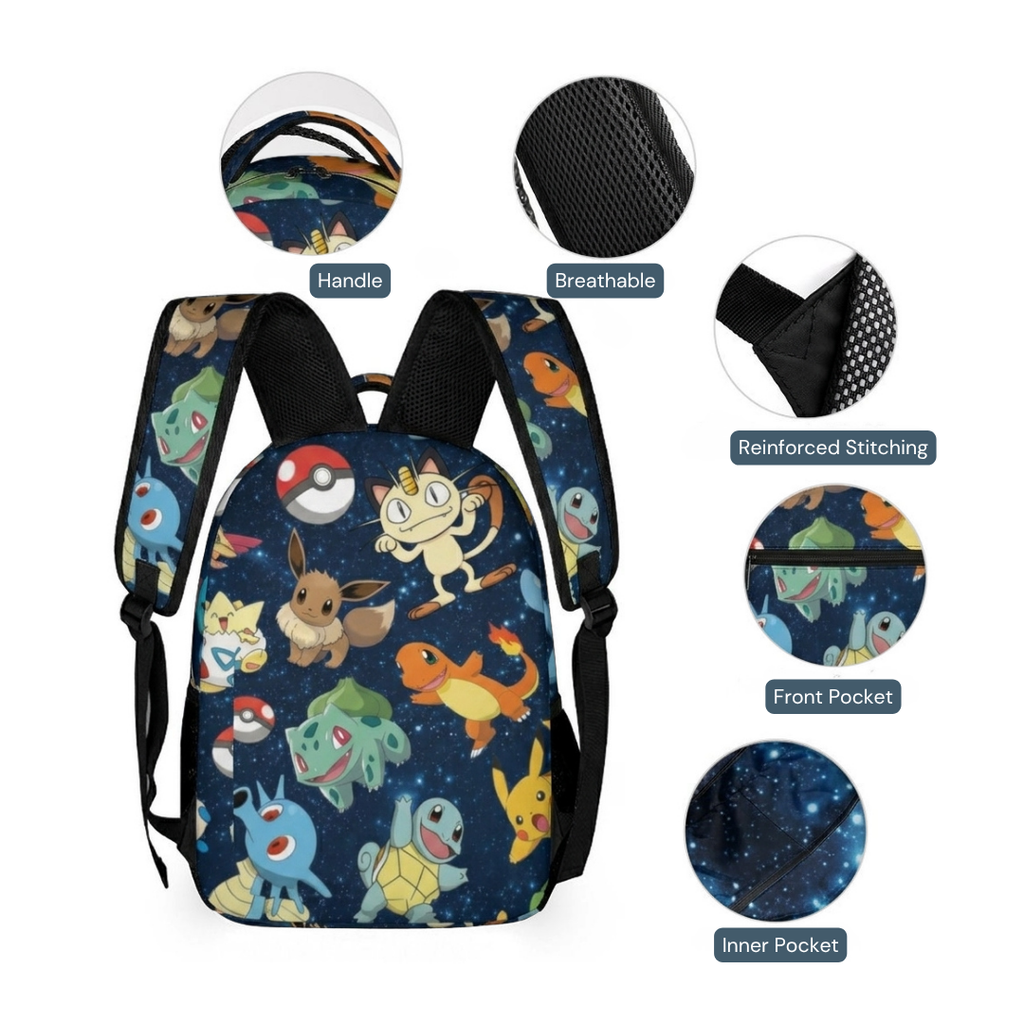 Personalized Pokémon Galaxy Backpack Set for Kids – 3-Piece School Bag Set