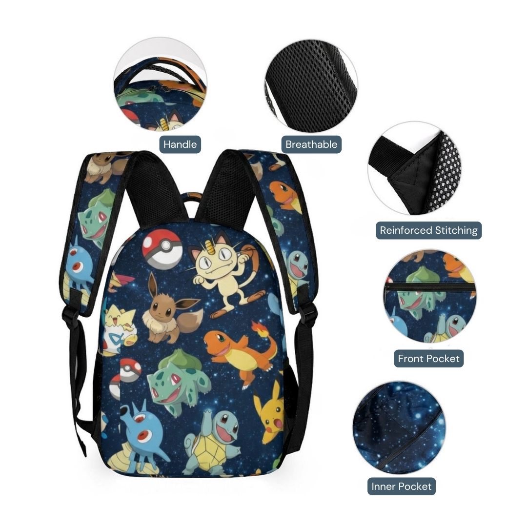 Personalized Pokémon Galaxy Backpack Set for Kids – 3-Piece School Bag Set
